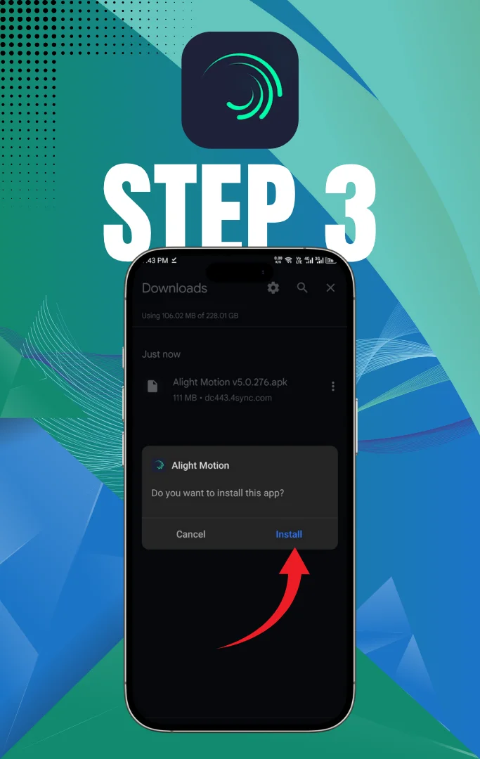 Alight Motion Mod APK v5.0.281 Pro Unlocked, No Watermark 2026 26 click on install alight motion mod APK