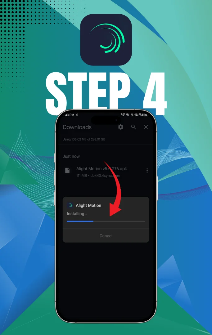 Alight Motion Mod APK v5.0.281 Pro Unlocked, No Watermark 2026 27 now your file is installing