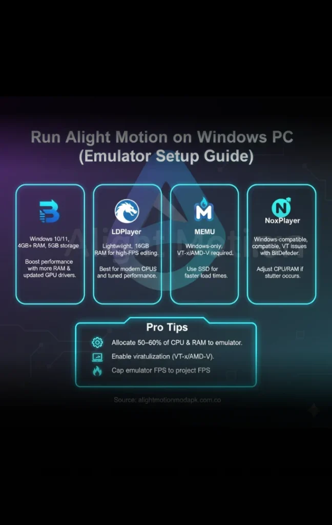 Install on PC via Android Emulators infographic